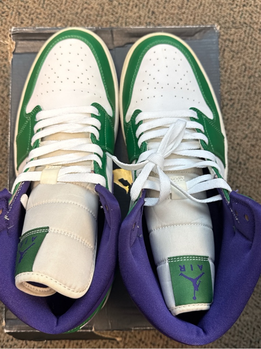 Jordan 1 Mid Incredible Hulk - White Green Purple - Picture 3 of 6